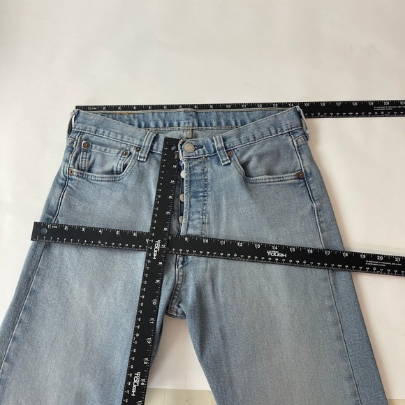 Levis 501 Jeans Mens 29x30 Blue Original Button Fly Light Wash Denim Grunge - Picture 7 of 11